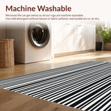 Ultra Soft Area Rug, Non Slip, Stain Resistant, Washable Area Rugs for Living Room, Bedroom, Stacked Monochrome Rug with Artistic Stripe Variations and Clean Lines(Black)