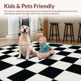 Ultra Soft Area Rug, Non Slip, Stain Resistant, Washable Area Rugs for Living Room, Bedroom, Contemporary Lattice Patterned Elegance(Black)