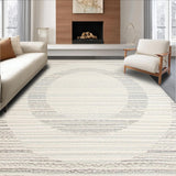 Ultra Soft Area Rug, Non Slip, Stain Resistant, Washable Area Rugs for Living Room, Bedroom, Coastal Charm Round Serene Ivory & Light Beige Woven Circle Area(Gray)