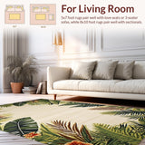 Ultra Soft Area Rug, Non Slip, Stain Resistant, Washable Area Rugs for Living Room, Bedroom, Elegant Soft Neutral Botanical Motif(Beige)