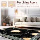 Ultra Soft Area Rug, Non Slip, Stain Resistant, Washable Area Rugs for Living Room, Bedroom, Artistic Charcoal Solar Crescent(Yellow)