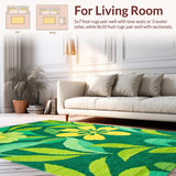 Ultra Soft Area Rug, Non Slip, Stain Resistant, Washable Area Rugs for Living Room, Bedroom, Bright Green Organic Form(Green)