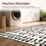 Ultra Soft Area Rug, Non Slip, Stain Resistant, Washable Area Rugs for Living Room, Bedroom, Rustic Tasseled Graphic Pattern(Red)
