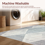 Ultra Soft Area Rug, Non Slip, Stain Resistant, Washable Area Rugs for Living Room, Bedroom, Rustic Textured Grey Lattice Style(Gray)