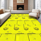Ultra Soft Area Rug, Non Slip, Stain Resistant, Washable Area Rugs for Living Room, Bedroom, Vibrant Retro Face Artwork(Yellow)