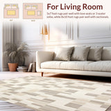 Ultra Soft Area Rug, Non Slip, Stain Resistant, Washable Area Rugs for Living Room, Bedroom, Asymmetrical Geometric Area Chic Modern Design in Neutral Shades(Beige)