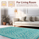 Ultra Soft Area Rug, Non Slip, Stain Resistant, Washable Area Rugs for Living Room, Bedroom, Rustic Trellis Inspired Design(Blue)