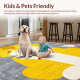 Ultra Soft Area Rug, Non Slip, Stain Resistant, Washable Area Rugs for Living Room, Bedroom, Vibrant Whimsical Jungle Aesthetic(Yellow)