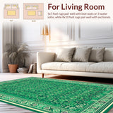 Ultra Soft Area Rug, Non Slip, Stain Resistant, Washable Area Rugs for Living Room, Bedroom, Vintage Oriental Nursery Non-Slip Soft Carpet(Green)