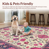Ultra Soft Area Rug, Non Slip, Stain Resistant, Washable Area Rugs for Living Room, Bedroom, Vibrant Floral Paisley Motif(Beige)