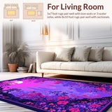 Ultra Soft Area Rug, Non Slip, Stain Resistant, Washable Area Rugs for Living Room, Bedroom, Whimsical Butterfly Moonlit Artwork(Purple)