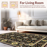 Ultra Soft Area Rug, Non Slip, Stain Resistant, Washable Area Rugs for Living Room, Bedroom, Rustic Earthy Floral Elegance(Black)