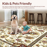 Jacobean Inspired Botanical for Contemporary Home Floor Cover(Beige)