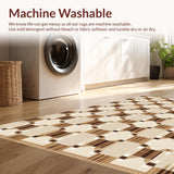 Ultra Soft Area Rug, Non Slip, Stain Resistant, Washable Area Rugs for Living Room, Bedroom, Elegant Geometric Diamond Motif(Beige)