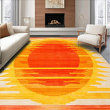 Ultra Soft Area Rug, Non Slip, Stain Resistant, Washable Area Rugs for Living Room, Bedroom, Funky Abstract Sunburst Aesthetic(Yellow)