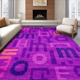 Ultra Soft Area Rug, Non Slip, Stain Resistant, Washable Area Rugs for Living Room, Bedroom, Sophisticated Lettered Design with Color Pop(Purple)