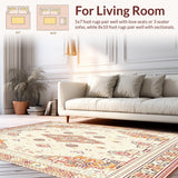 Ultra Soft Area Rug, Non Slip, Stain Resistant, Washable Area Rugs for Living Room, Bedroom, Boho Inspired Stair Landing Area with Secure Grip for Wood Step Decor(Beige)