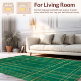 Ultra Soft Area Rug, Non Slip, Stain Resistant, Washable Area Rugs for Living Room, Bedroom, Chic Dark Green Facet Design(Green)