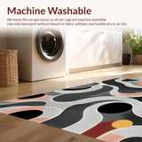 Ultra Soft Area Rug, Non Slip, Stain Resistant, Washable Area Rugs for Living Room, Bedroom, Trendy Textured Organic Form(Black)