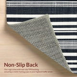 Ultra Soft Area Rug, Non Slip, Stain Resistant, Washable Area Rugs for Living Room, Bedroom, Stylish Striped Area Rug for Chic Outdoor Spaces and Front Porches(Black)