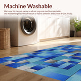 Ultra Soft Area Rug, Non Slip, Stain Resistant, Washable Area Rugs for Living Room, Bedroom, Sophisticated Blue Toned Art Design(Blue)