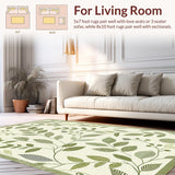 Ultra Soft Area Rug, Non Slip, Stain Resistant, Washable Area Rugs for Living Room, Bedroom, Elegant Earthy Leaf Design(Beige)