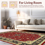 Ultra Soft Area Rug, Non Slip, Stain Resistant, Washable Area Rugs for Living Room, Bedroom, Vibrant Classic Ogee Arrangement(Red)