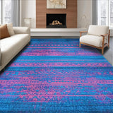 Ultra Soft Area Rug, Non Slip, Stain Resistant, Washable Area Rugs for Living Room, Bedroom, Dynamic Blue Pink Mosaic Theme(Blue)