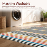 Ultra Soft Area Rug, Non Slip, Stain Resistant, Washable Area Rugs for Living Room, Bedroom, Black and White Striped Machine Washable(Black)