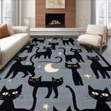 Ultra Soft Area Rug, Non Slip, Stain Resistant, Washable Area Rugs for Living Room, Bedroom, Charming Whimsical Feline Aesthetic(Black)