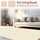 Ultra Soft Area Rug, Non Slip, Stain Resistant, Washable Area Rugs for Living Room, Bedroom, Woven Lattice(Beige)
