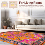 Ultra Soft Area Rug, Non Slip, Stain Resistant, Washable Area Rugs for Living Room, Bedroom, Contemporary Vibrant Pattern Showcase(Orange)