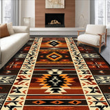 Ultra Soft Area Rug, Non Slip, Stain Resistant, Washable Area Rugs for Living Room, Bedroom, Native American Pattern Bedroom Stain-Resistant Carpet(Brown)