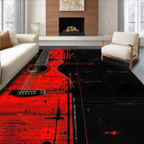 Artistic Black and White Guitar Motif(Red)