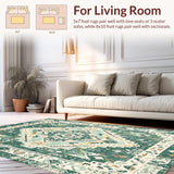 Ultra Soft Area Rug, Non Slip, Stain Resistant, Washable Area Rugs for Living Room, Bedroom, Rustic Minimalist Circular Aesthetic(Green)