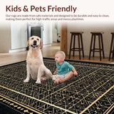 Ultra Soft Area Rug, Non Slip, Stain Resistant, Washable Area Rugs for Living Room, Bedroom, Sleek Black and White Pattern(Black)
