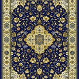 Ultra Soft Area Rug, Non Slip, Stain Resistant, Washable Area Rugs for Living Room, Bedroom, Striking Abstract Floral Area with Elegant Blue and Gold(Blue)