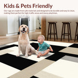 Minimalist Chic Design Large Floor Mat in Black Beige Tones(Beige)