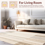 Ultra Soft Area Rug, Non Slip, Stain Resistant, Washable Area Rugs for Living Room, Bedroom, Stylish Area Reflection Collection Contemporary Textured Design(Beige)