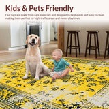 Ultra Soft Area Rug, Non Slip, Stain Resistant, Washable Area Rugs for Living Room, Bedroom, Bold Elegant Diamond Design(Yellow)