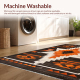 Ultra Soft Area Rug, Non Slip, Stain Resistant, Washable Area Rugs for Living Room, Bedroom, Warm Brown Rustic Geometric Elements(Orange)