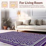 Ultra Soft Area Rug, Non Slip, Stain Resistant, Washable Area Rugs for Living Room, Bedroom, Unique Trellis-Inspired Color Palette(Purple)