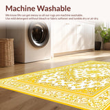 Ultra Soft Area Rug, Non Slip, Stain Resistant, Washable Area Rugs for Living Room, Bedroom, Artistic Tiled Floral Motif(Yellow)
