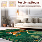 Ultra Soft Area Rug, Non Slip, Stain Resistant, Washable Area Rugs for Living Room, Bedroom, Vintage Ethnic Jungle Aesthetic(Green)
