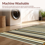 Ultra Soft Area Rug, Non Slip, Stain Resistant, Washable Area Rugs for Living Room, Bedroom, Black and Beige Striped Area(Black)
