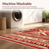 Ultra Soft Area Rug, Non Slip, Stain Resistant, Washable Area Rugs for Living Room, Bedroom, Rustic Distressed Earthy Tones(Red)