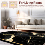 Ultra Soft Area Rug, Non Slip, Stain Resistant, Washable Area Rugs for Living Room, Bedroom, Dynamic Modern Geometric Blend(Black)
