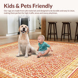 Ultra Soft Area Rug, Non Slip, Stain Resistant, Washable Area Rugs for Living Room, Bedroom, Terracotta Sunburst Area(Orange)
