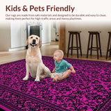 Ultra Soft Area Rug, Non Slip, Stain Resistant, Washable Area Rugs for Living Room, Bedroom, Rustic Dual-Tone Patterned Delight(Pink)