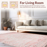 Ultra Soft Area Rug, Non Slip, Stain Resistant, Washable Area Rugs for Living Room, Bedroom, Soft Pink Grey Abstract Elegance(Pink)